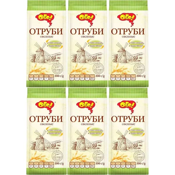 Отруби Ого! овсяные 200 г, набор: 6 штук