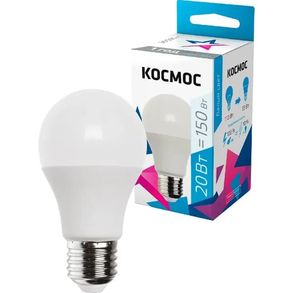Светодиодная лампа Космос А60 20W 220V E27 4500K LkecLED20wA60E2745