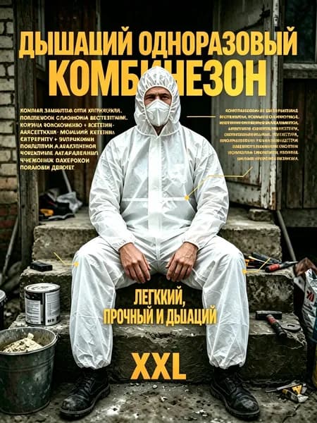 Дышащий одноразовый защитный комбинезон