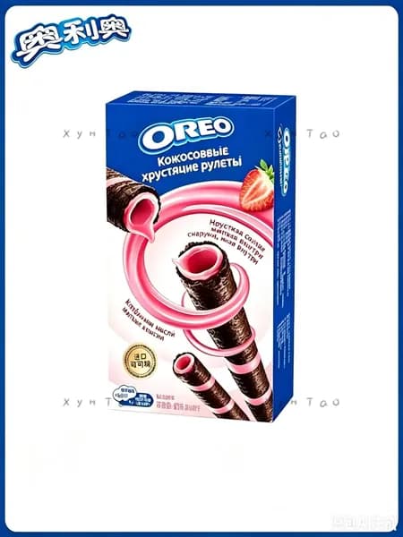 Oreo Хрустящие рулеты с какао Клубнично-молочный вкус, 1 коробкаk