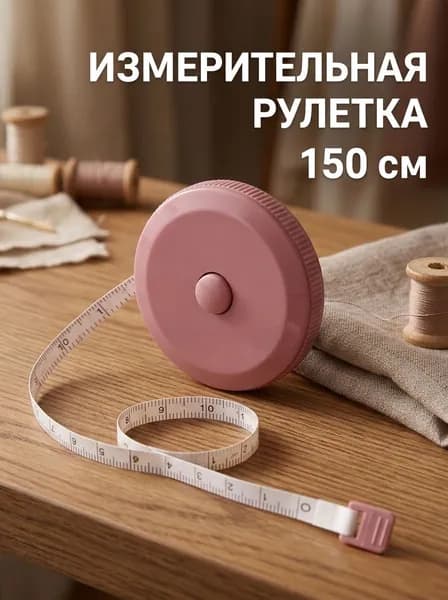 Рулетка- лента швейная портновская,1.5 метра, цвет розовый