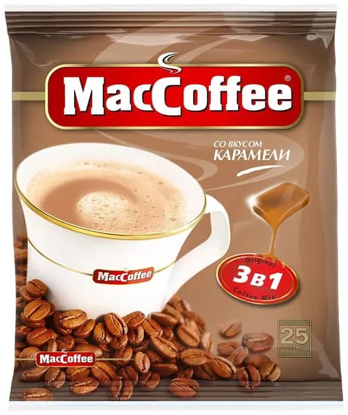 Напиток кофейный растворимый "MacCoffee" (3 в 1) со вкусом "Карамель" 18г*25шт