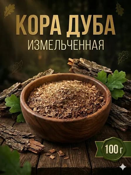Кора дуба, измельченная, чай, травяной сбор для самогона, десен, 100г