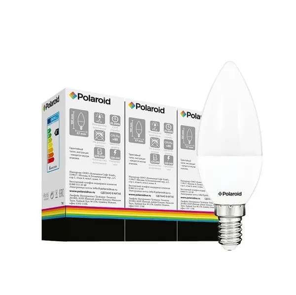 Светодиодная лампа Polaroid 220V C37 8W 3000K E14 650lm (3 шт.)