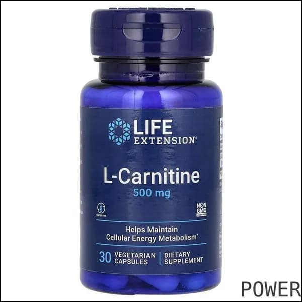 Life Extension, L-карнитин, 500 мг, 30 вегетарианских капсул POWER