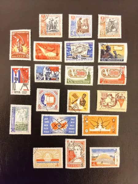 Марки почтовые СССР 1960-е набор №1, 20 марок. Родной клей, гашение.