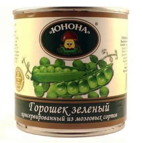 Горошек зеленый из мозговых сортов ЮНОНА, 2 шт по 360 гр.
