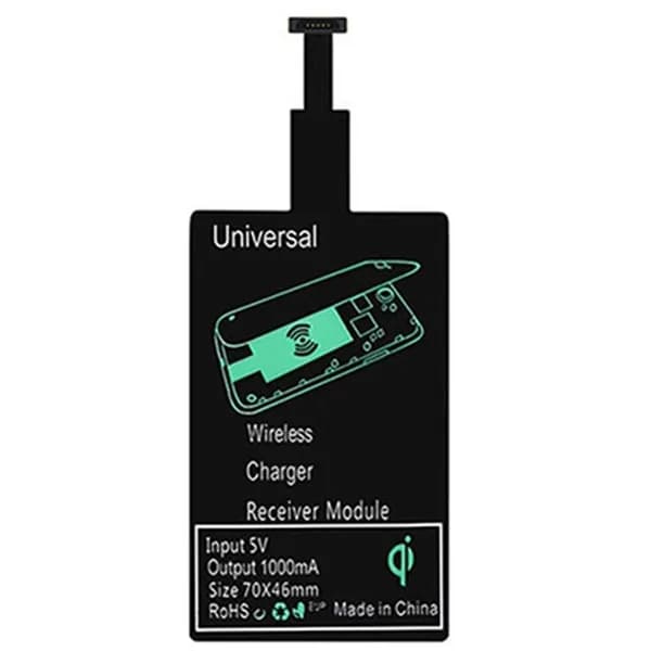 Лёгкий приёмник беспроводной зарядки для Micro-USB B, ультратонкий адаптер, "быстрая беспроводная зарядка"/чёрный.