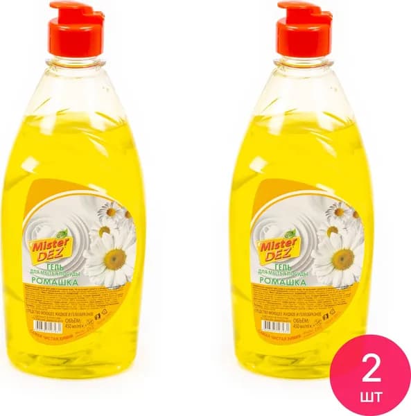 Средство для мытья посуды Mister DEZ / Мистер Дез ECO-Cleaning гель Ромашка 0.45л / товары для дома (комплект из 2 шт)