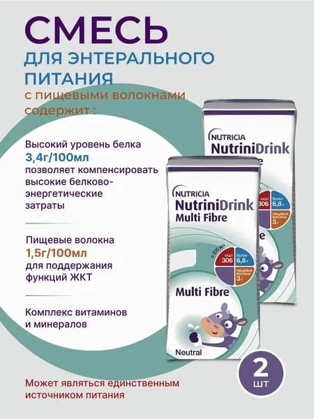 NutriniDrink Multi Fibre / НУТРИДринк с пищевыми волокнами, 2 шт. х 200 мл.