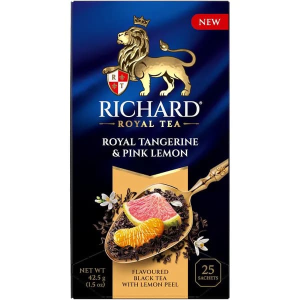 Чай в пакетах Richard Royal Tangerine & Pink lemon c мандарином, розовым лимоном, черный, 25 шт