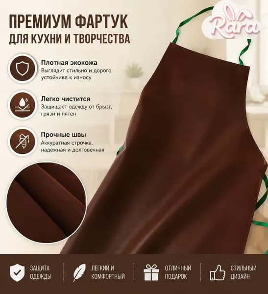 Премиум фартук из экокожи прочный, водостойкий и стильный!