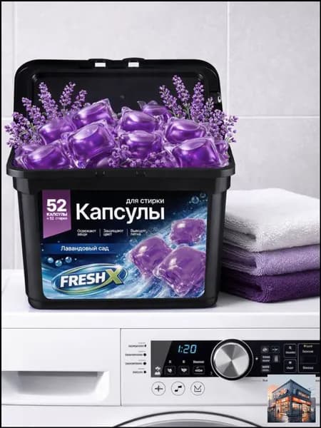 Капсулы для стирки белья FRESH X, Лавандовый Сад, 52 шт