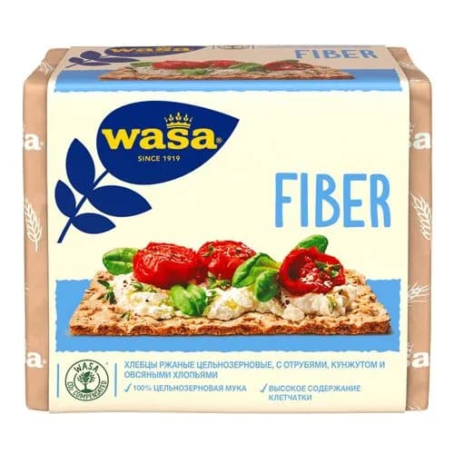 Хлебцы ржаные Wasa Fiber с отрубями-кунжутом-овсяными хлопьями 230 г