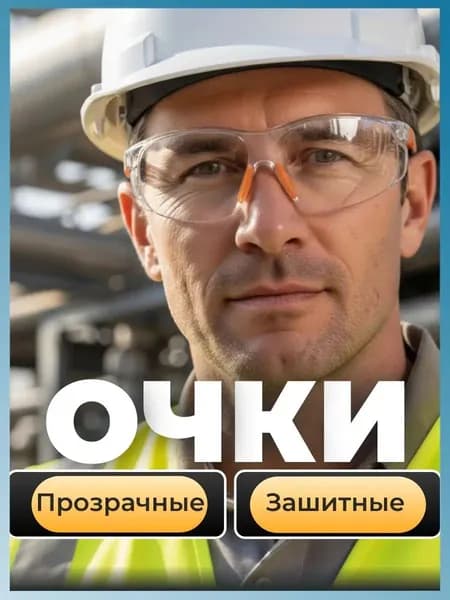Очки защитные, цвет: Прозрачный, 1 шт.
