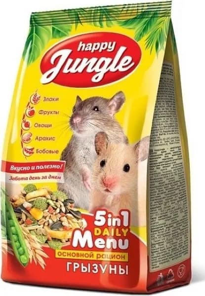 Корм для грызунов Happy Jungle / Хэппи Джангл универсальный для животных всех размеров, 350г / зоотовары