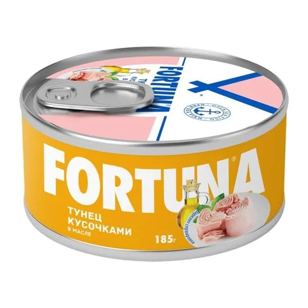 Тунец Fortuna кусочки в масле 185г