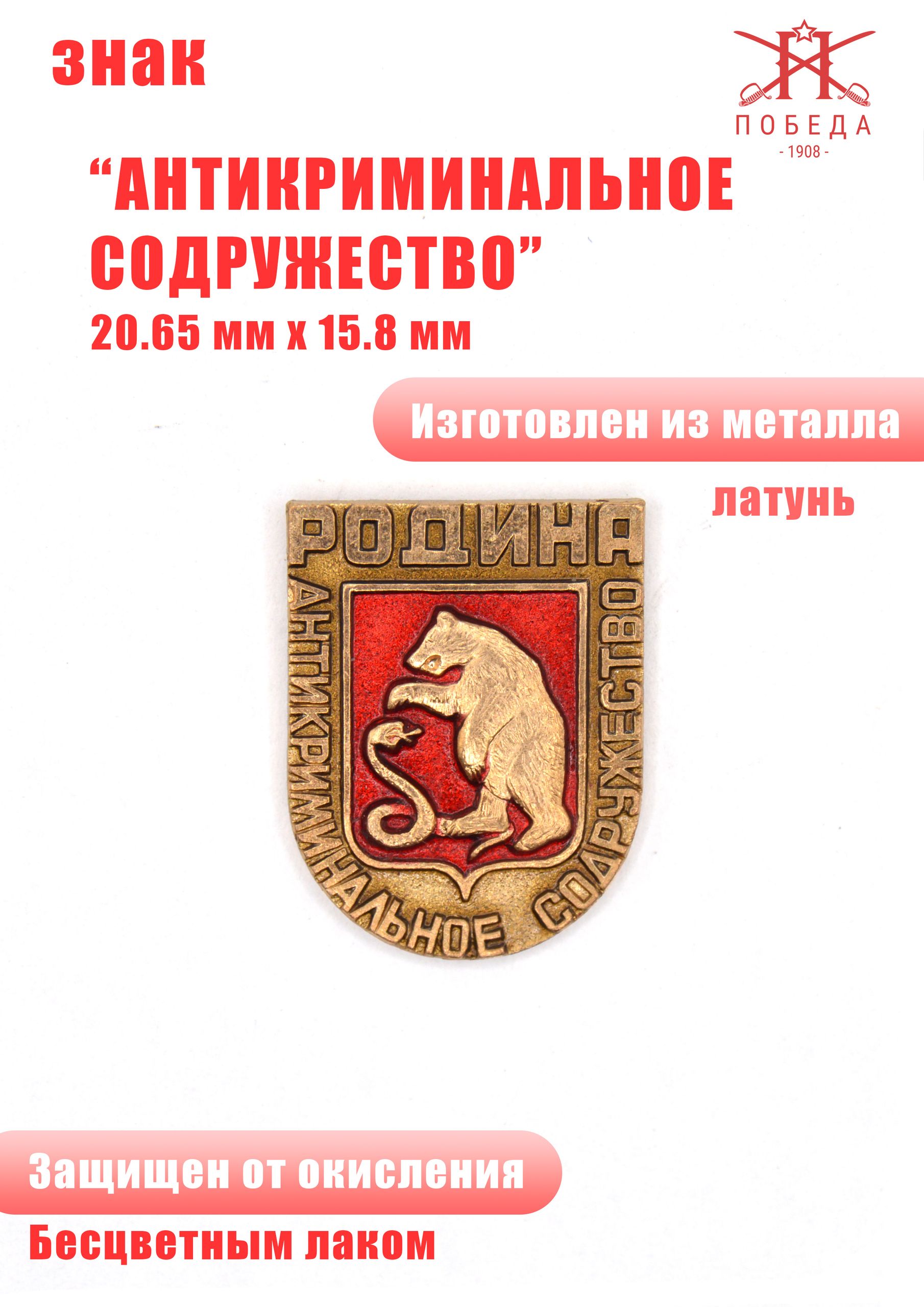 Значок Антикриминальное содружество Родина