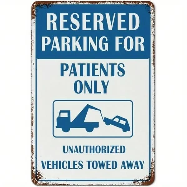 Металлический знак "RESERVED PARKING FOR PATIENTS ONLY" с иконкой эвакуации , для декора клиники или госпиталя , 20x30cm