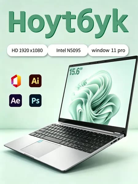 Ноутбук 15.6" Intel N5095 16 ГБ ОЗУ 1024 ГБ SSD Windows 11 Pro Ноутбук 15.6", Intel Core E8290, RAM 16 ГБ, SSD 1024 ГБ, Windows Pro, медь, лазурный, Русская раскладка