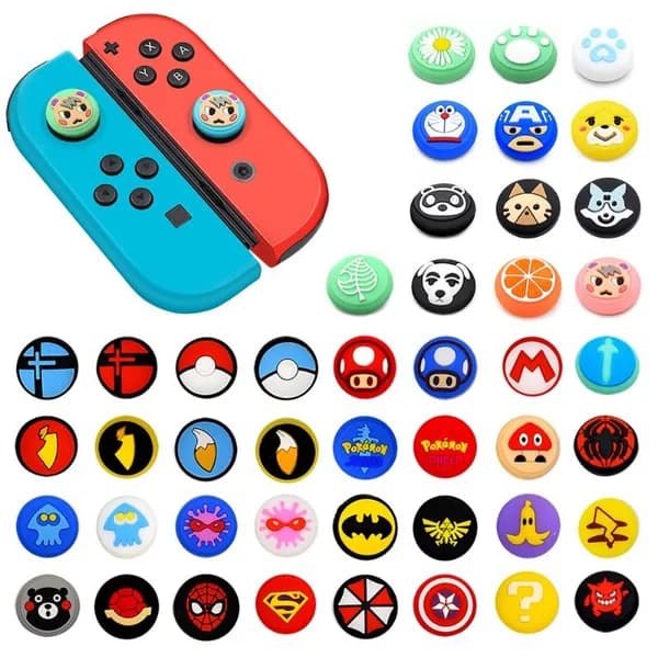 Силиконовые насадки на джойстики Nintendo Switch / Switch OLED, защитные колпачки для стиков, 3D кнопки, комплект из 2 штук