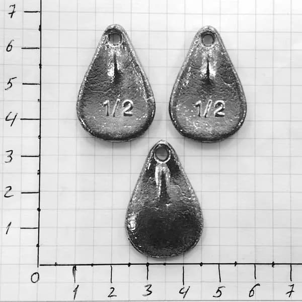 Грузило рыболовное "Ложка с отверстием 1/2oz", 14гр (3шт)