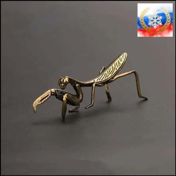 Винтажная бронзовая статуэтка богомола