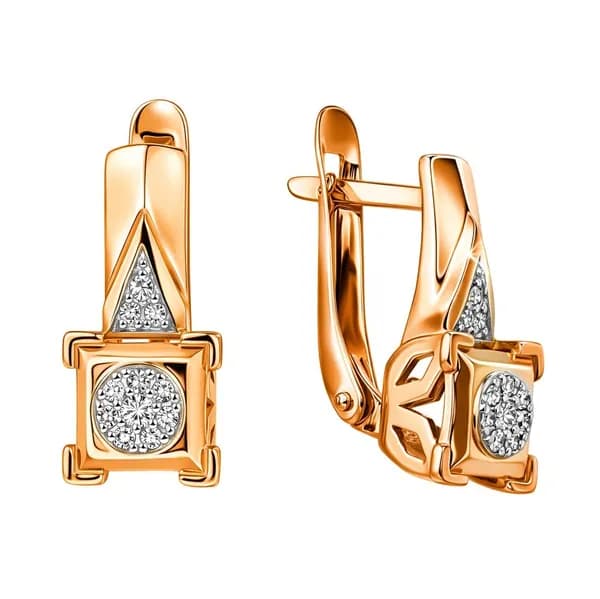Серьги женские с бриллиантами из красного золота 585 пробы 585GOLD