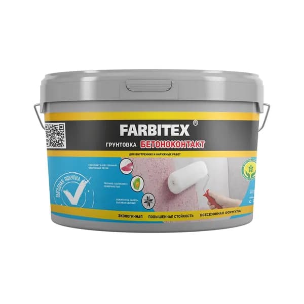 Грунтовка бетон-контакт Farbitex, 3 кг