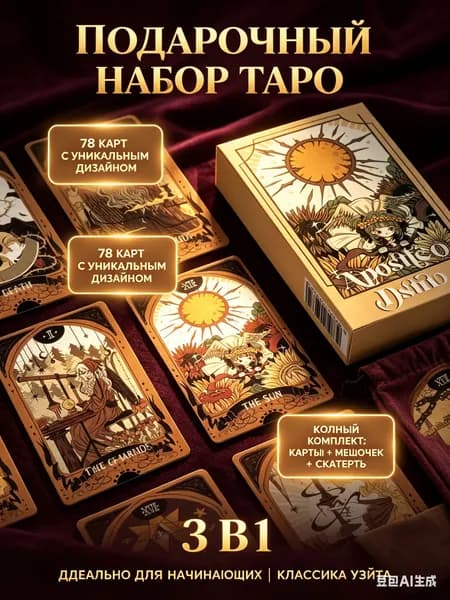 Карты Таро Апостол Судьбы (Apostle of Destiny) - набор 78 карт для гадания со скатертью и мешочком, подарочная колода Таро Уэйта для начинающих