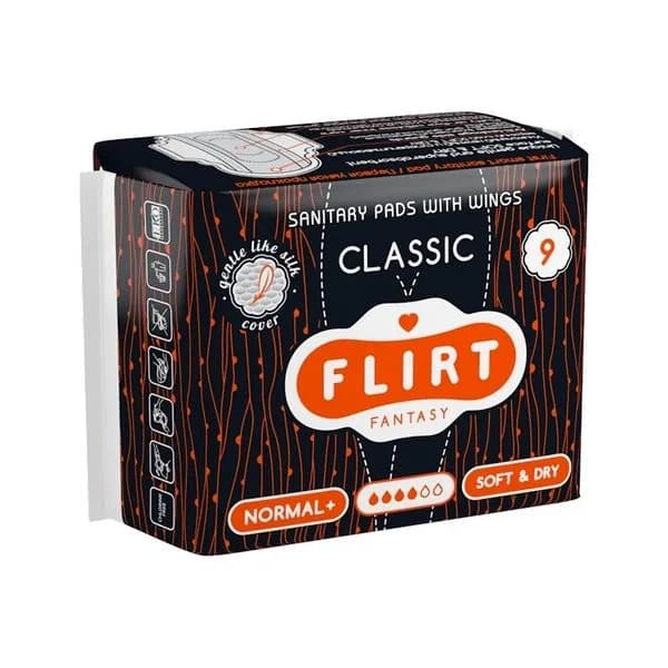 Гигиенические прокладки Fantasy FLIRT classic - soft & dry 4 капли 9 шт