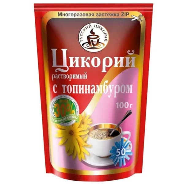 Русский Цикорий цикорий растворимый с топинамбуром, содержит витамины и микроэлементы, 100 г.