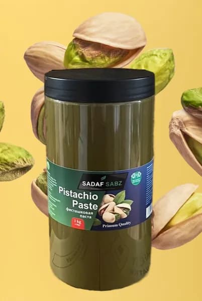 Фисташковая паста изумрудная Экстра SADAF SABZ натуральная, 1 кг., ореховая паста, полезный десерт, для выпечки