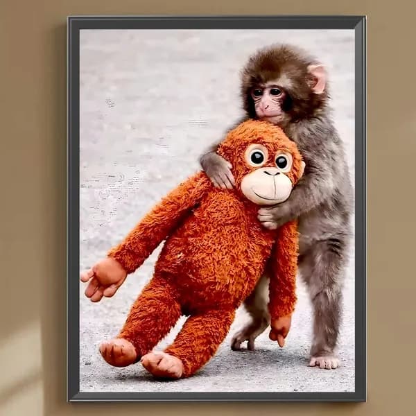 Диамантная вышивка Punch Monkey с круглыми стразами, 30 40 см