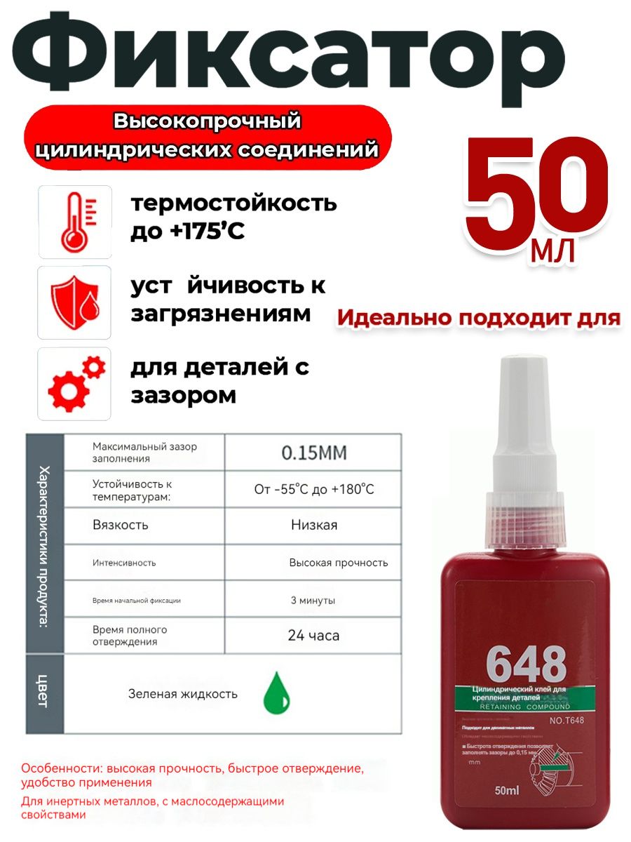 Фиксатор резьбы Готовый раствор, 47 мл, 1 шт.