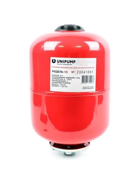 Расширительный бак Unipump V 8 л для систем отопления