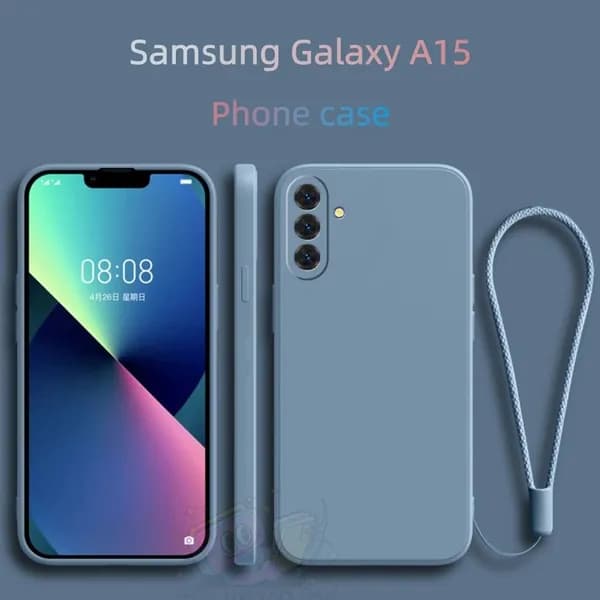ПодарокЧехол для Samsung Galaxy A15, матовый мягкий чехол с отверстием для шнурка, минималистичный защитный чехол.