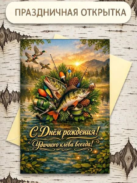 Открытка "С Днём рождения!" 1 шт. В комплекте конверт.