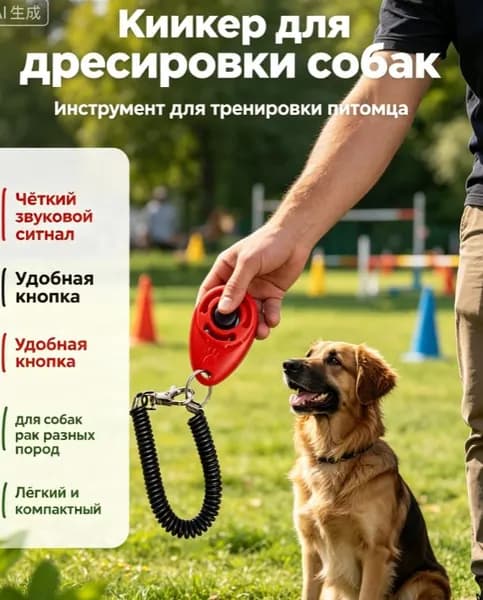 Кликер для дрессировки собак, с браслетом, кнопкой, красный кликер,1 кусок