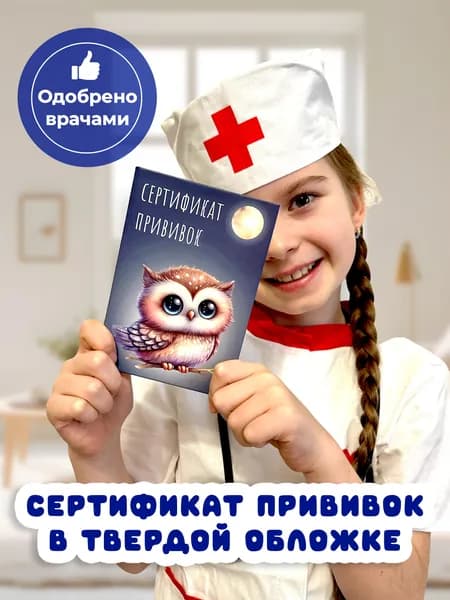 Miaworkstudio Сертификат профилактических прививок в твердой обложке, для ребенка, прививочный, детский