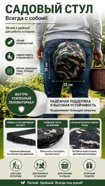Садовый стул, ABS пластик, 25х25х18 см, 1 шт
