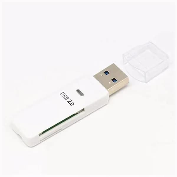 (1 шт.) Кардридер USB 2.0 TF/SD, белый