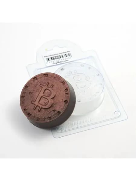 Биткоин - формочка пластиковая для изготовления мыла, шоколада и гипсовых отливок