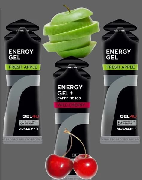 Энергетические гели для бега и марафона Gel4u набор 3 шт с кофеином
