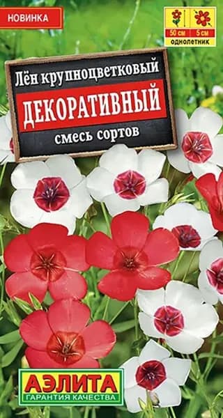 Семена Лен крупноцветковый Декоративный, смесь (0,1 г) - Аэлита. Однолетний, для клумбы и вазона, высота 50 см, цветение до осени