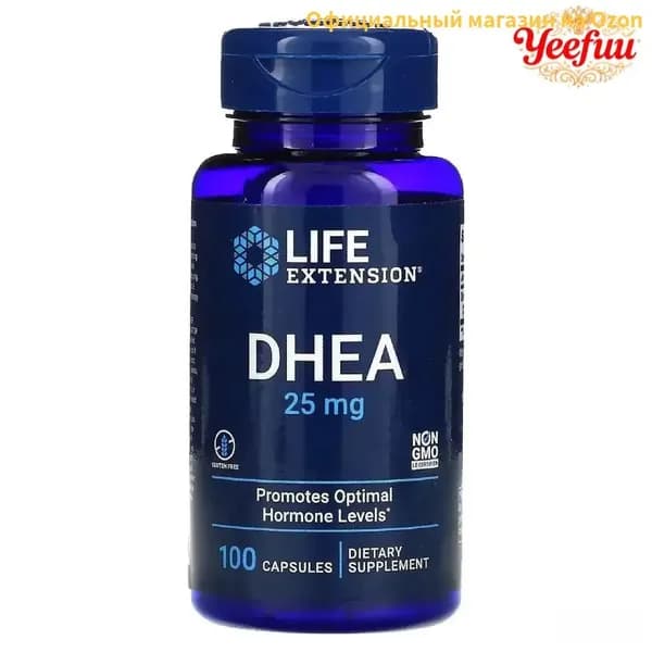 Популярный ДГЭА 25 мг от Life Extension, 100 капсул