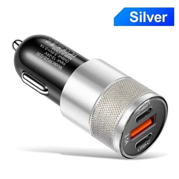 Автомобильное зарядное устройство USB-C PD 15W, алюминиевый корпус, компактный дизайн для смартфонов и планшетов