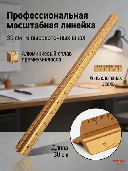 Линейка трехгранная металлическая
