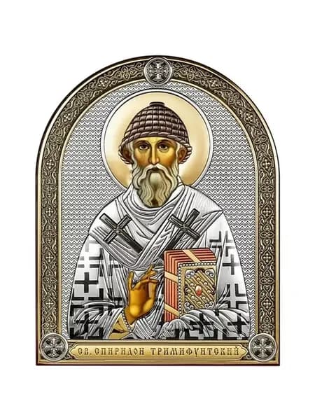 Спиридон Тримифунтский икона с серебрением 18х23 см 6404 4CT