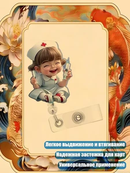 Выдвижной держатель для идентификационных карт с прочной клипсой для профессионального использования, - 3